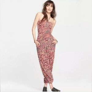 Free people smocked strapless jumpsuit